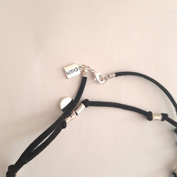 Chaps Black Cord Long Necklace with Silver Metal Accents/Beads - Picture 4 of 4
